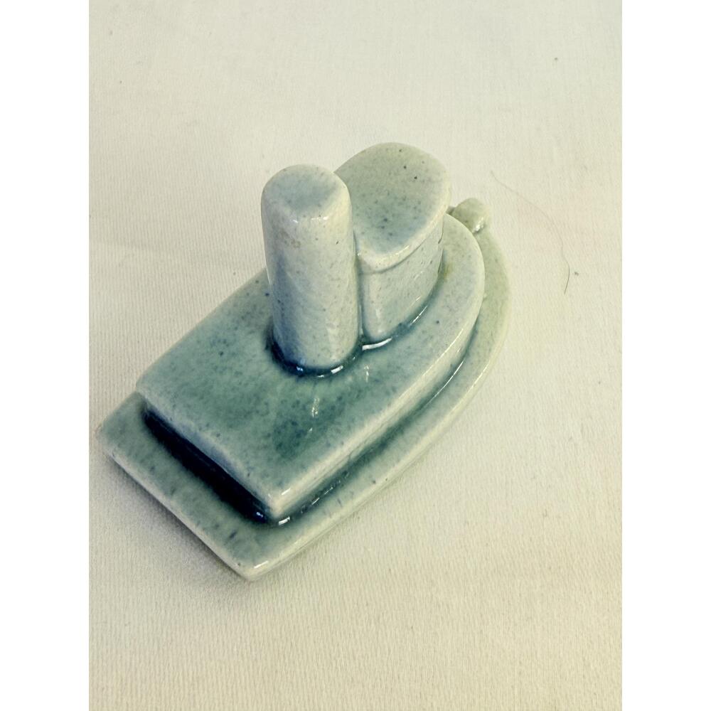Smiling Ceramic Blue Boat Decorative Figurine - Picture 2 of 8